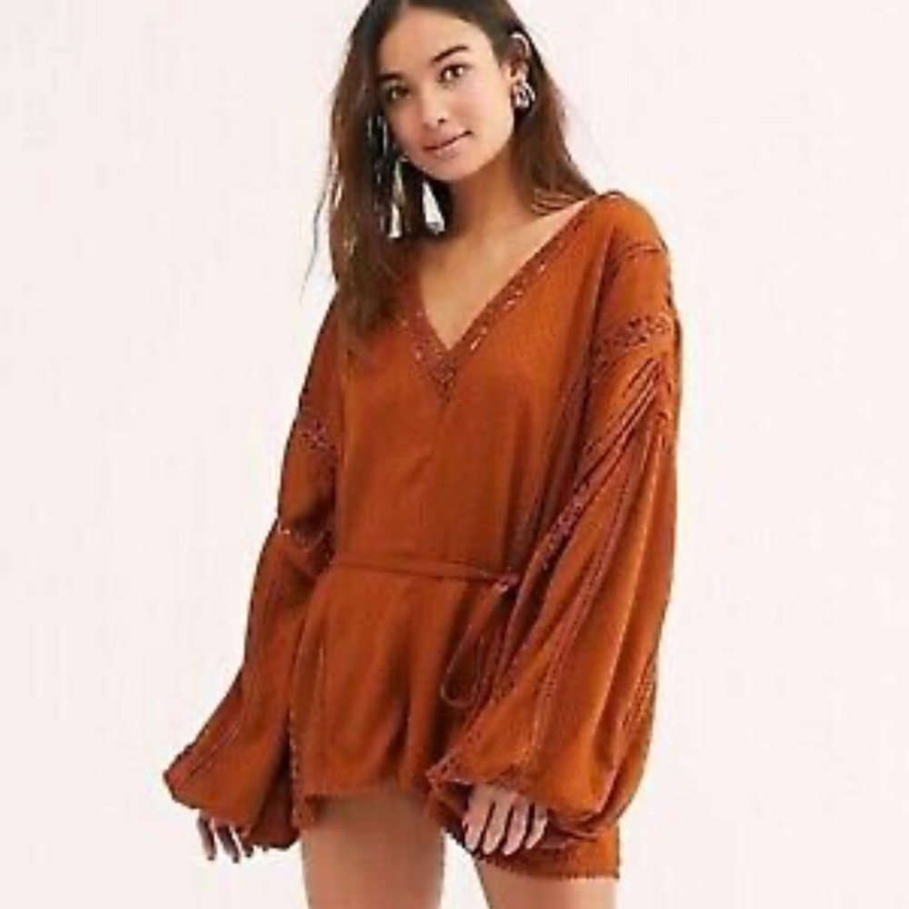 Free People intimately mean it rusty colored romper short boho